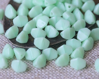 Mint Green Blue Czech Glass Pinch Beads 5x3mm (50)