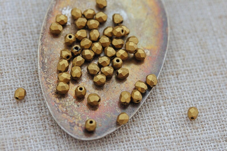 Aztec Gold Czech Firepolished Beads 3mm or 4mm 50 image 5