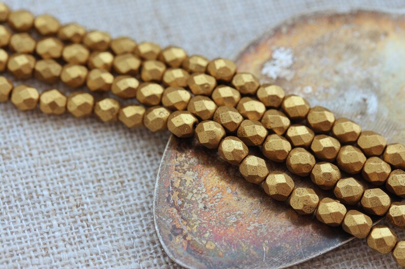 Aztec Gold Czech Firepolished Beads 3mm or 4mm 50 image 3