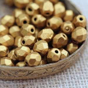 Aztec Gold Czech Firepolished Beads 3mm or 4mm 50 4mm