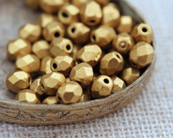 Aztec Gold Czech Firepolished Beads 3mm or 4mm (50)