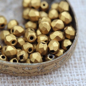 Aztec Gold Czech Firepolished Beads 3mm or 4mm 50 3mm