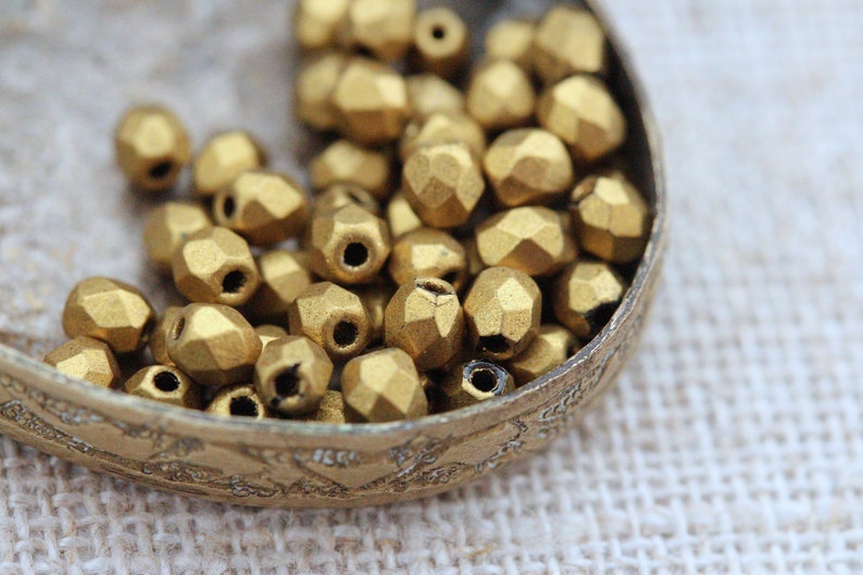 Aztec Gold Czech Firepolished Beads 3mm or 4mm 50 3mm