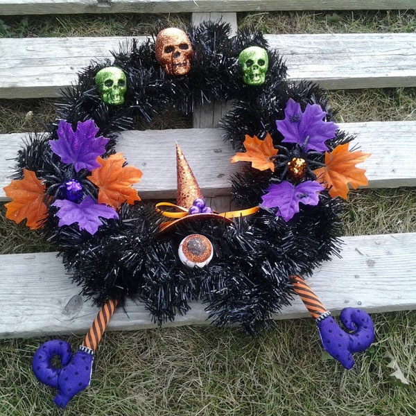 Halloween witch hat wreath