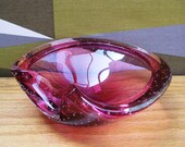 Vintage Controlled Bubble Dish - Ashtray - Ruby - 1960s - Whitefriars Murano