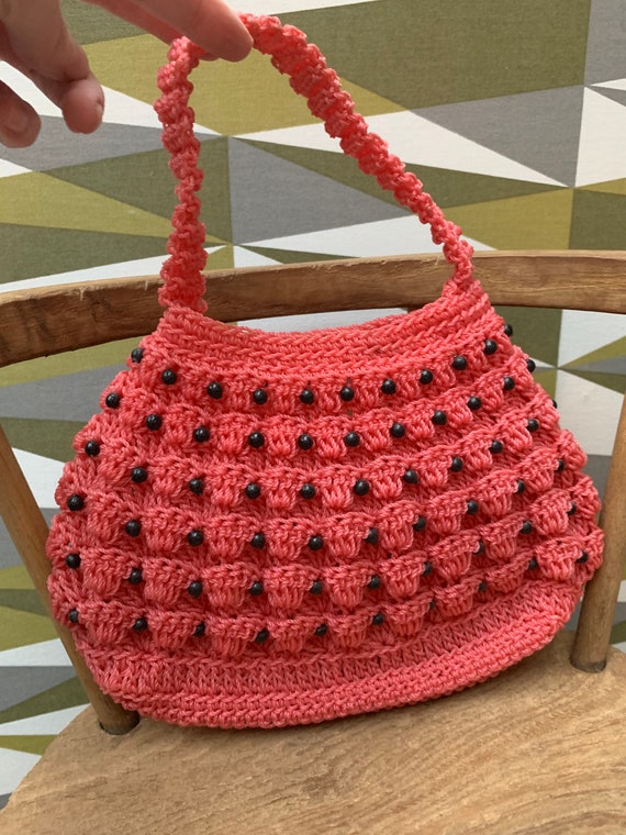 Granny Square Red Bag Crochet Purse Crochet Red HandBag Crochet Macrome Bag Retro Bag Boho Bag Wristlets Handknit Macrome Bag