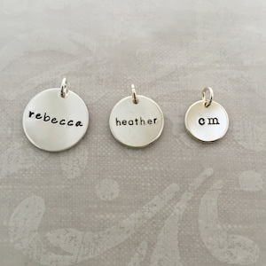 Sterling Silver Name Charm disc, select from three different sizes