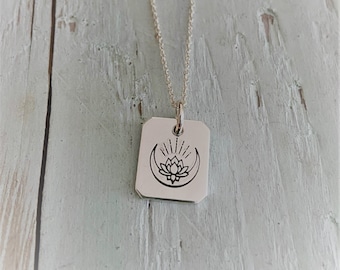 Lotus Moon Charm Necklace