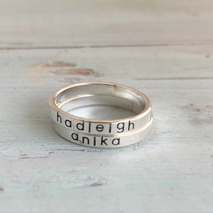 Sterling Silver Slender Name Rings
