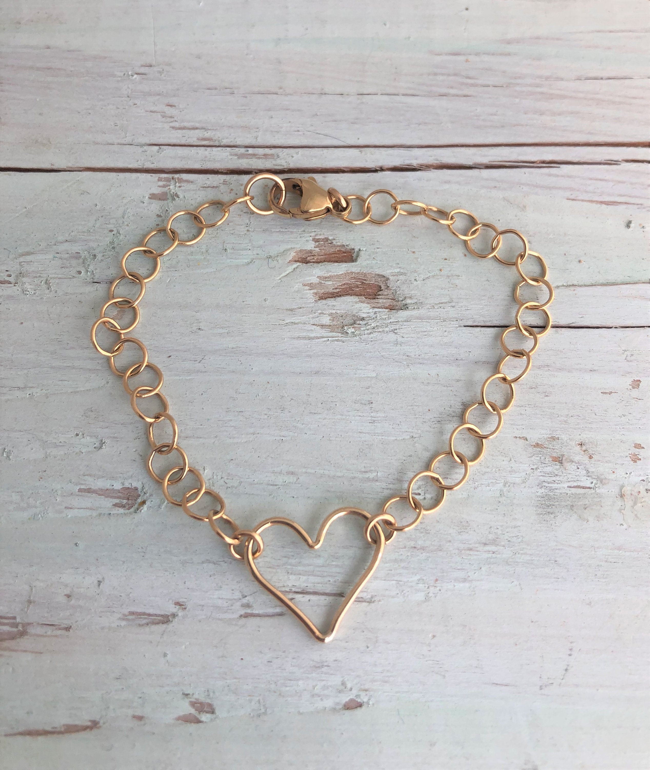 Twin Open Hearts  Crystals Double Chain Bracelet  Orli Jewellery