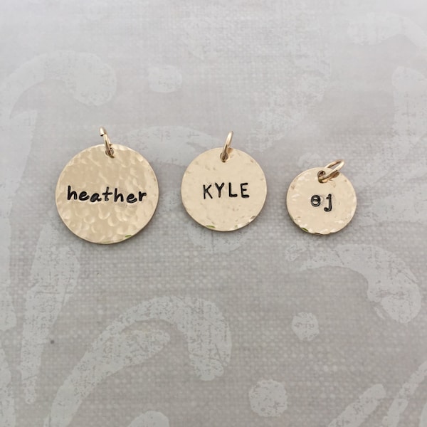 Gold Hammered Name Charms