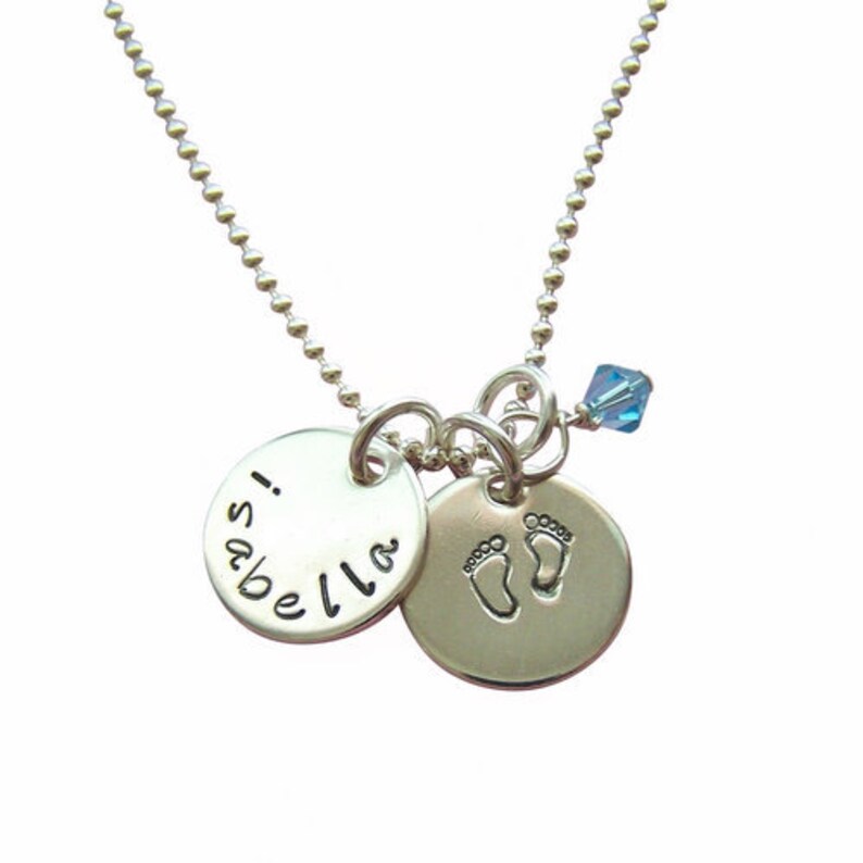 Sterling Silver Baby Feet and Name Charm Necklace Etsy