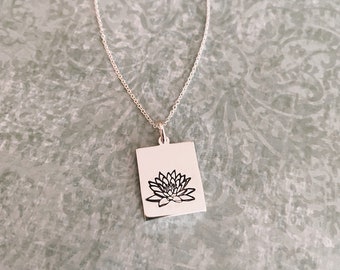 Water Lily Sterling Silver Charm Necklace - July Birthmonth Floral