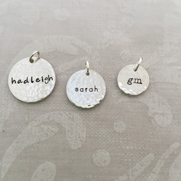 Sterling Silver Hammered Name Charms