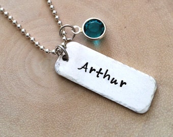 Sterling Silver Name Tag Charm Necklace
