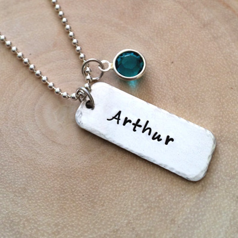 Sterling Silver Name Tag Charm Necklace Etsy