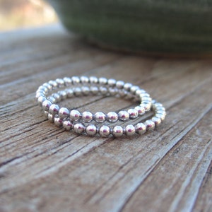 Beaded Stacking Ring (One Bead Ring) Sterling Silver