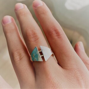 Silver and Rose Gold Statement Ring image 1