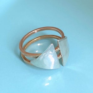 Silver and Rose Gold Statement Ring image 4