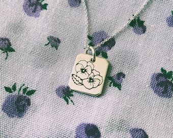 Violets Floral Charm Necklace (February Birthmonth Flower)