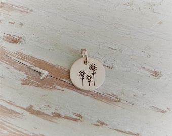 Three Daisies Charm (Gold or Sterling Silver)