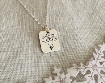 Carnation Charm Necklace - January Birthmonth Flower