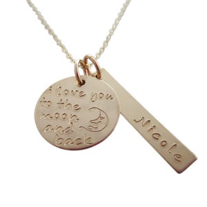 I Love You to the Moon and Back Gold Necklace with Name Charm