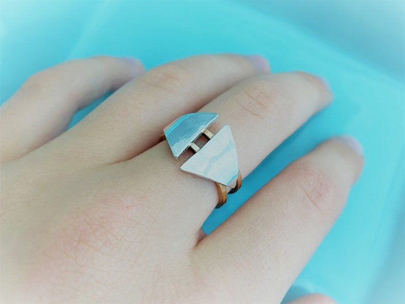 Silver and Rose Gold Statement Ring image 3