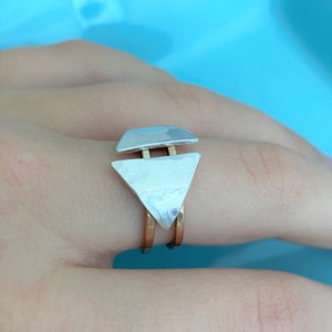 Silver and Rose Gold Statement Ring image 2