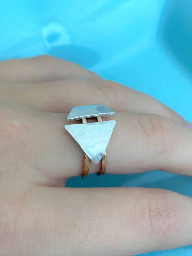 Silver and Rose Gold Statement Ring image 2