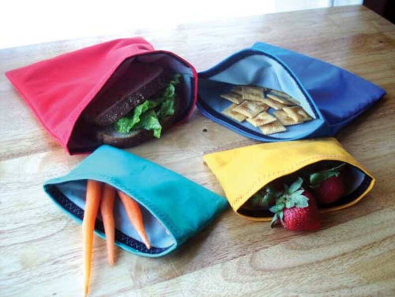Blue Reusable Cloth Sandwich Bag with Velcro Closure Etsy