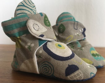 Mori No Tomodachi - Kinoko Yama - Mushroom Canvas Fabric  Baby Booties!