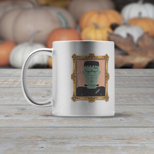 Mr & Mrs Bride and Groom Couple Coffee Mug: Frankenstein Groom (his) Halloween Mug 11oz. (Silver)