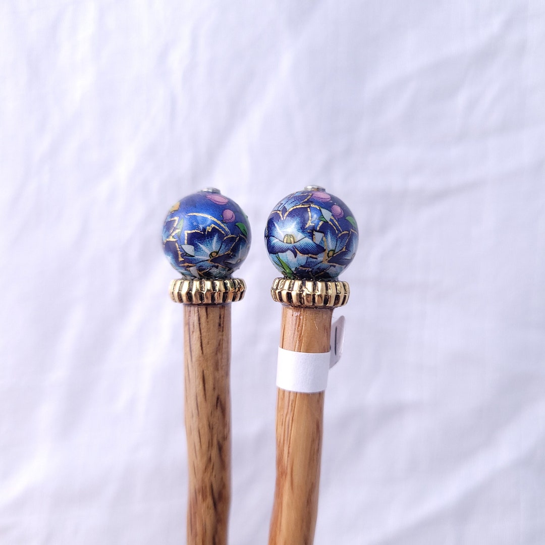 Blue Floral Beaded Hair Sticks Etsy
