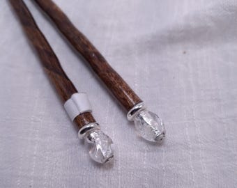 Short Silver Foil Core Beaded Hairsticks