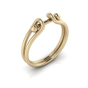 14K Gold Minimalist Bar Ring for Women Open Band