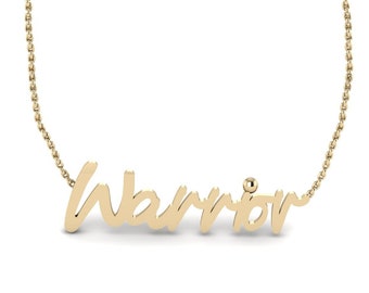 Warrior Necklace Cancer Survivor Gift 14K Gold Pendant Women Fighter