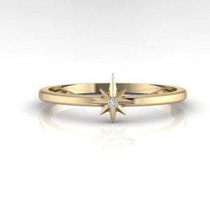 North Star Ring 14K Gold Delicate Stacking Ring Tiny Star Astrology Ring