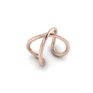 Rose Gold Crisscross Ear Cuff No Piercing Earring Cartilage Wire Ear Wrap