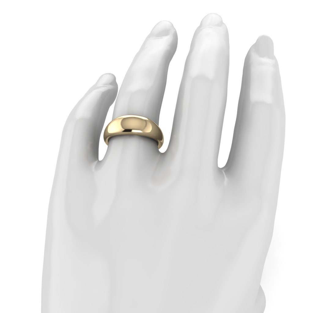 Gold Dome Band 14K Solid Gold Chunky Ring Midi Wide Band Trendy Ring - Etsy