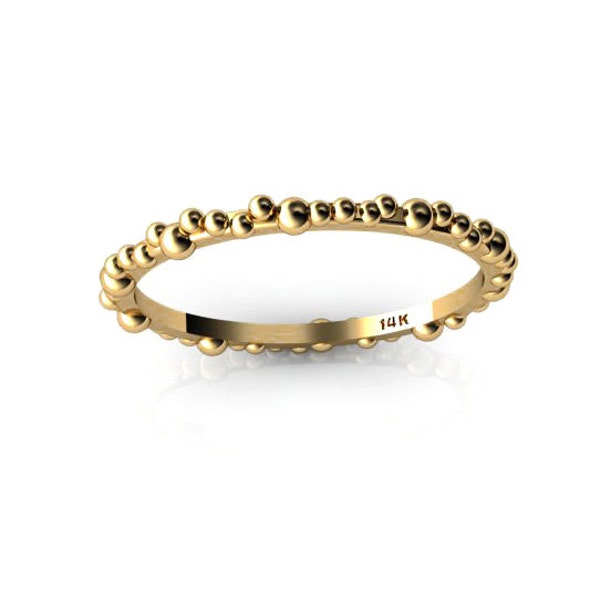 Gold Perlen Band Stapeln Ring 14K Gelbgold Band Gold Ring Stapeln Schmuck
