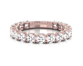 Rosegold Eternity Ring - Weißer Saphir Ehering - Stapelbarer Vintage Ring - Romantisches Geschenk zum Jahrestag