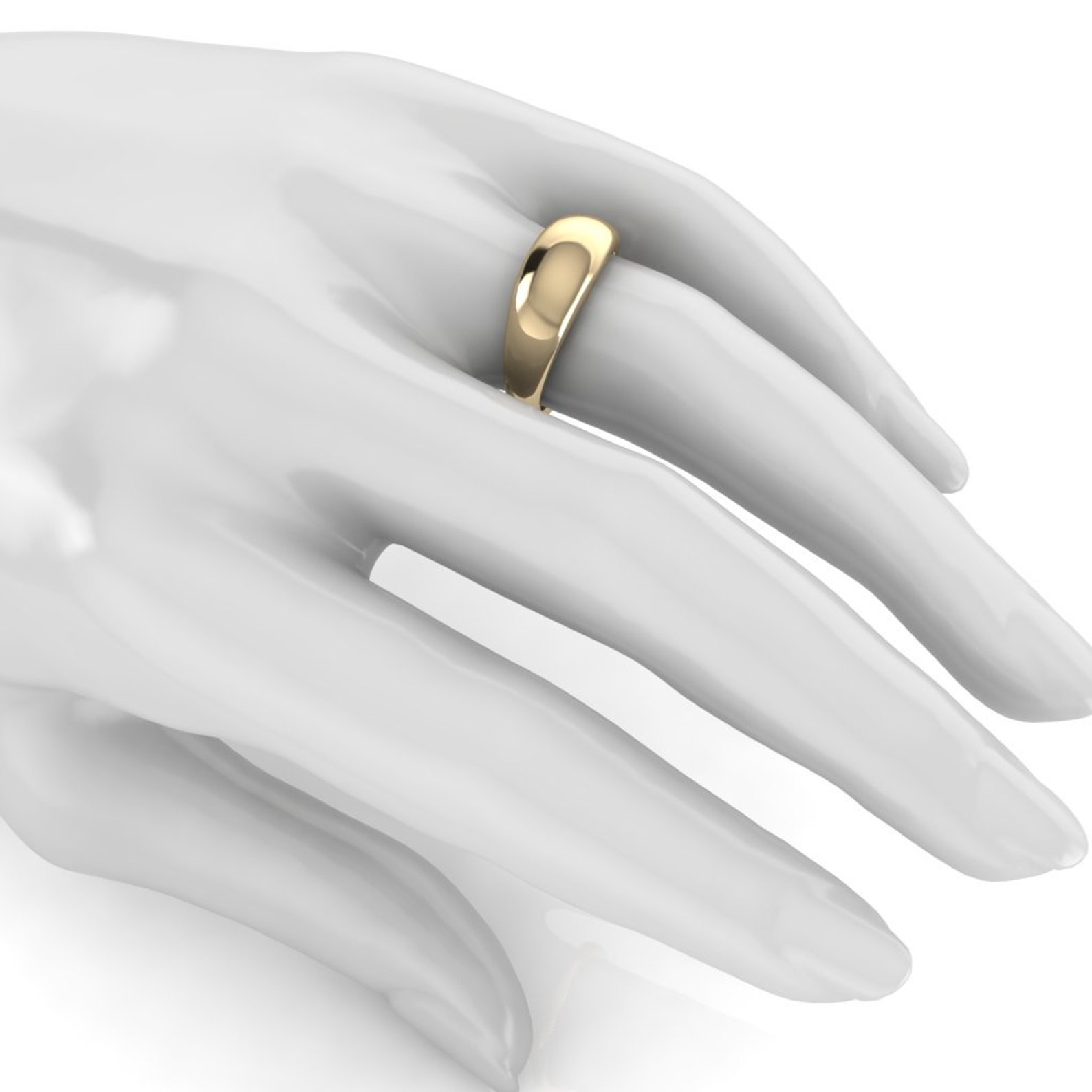 Gold Dome Band 14K Solid Gold Chunky Ring Midi Wide Band Trendy Ring - Etsy
