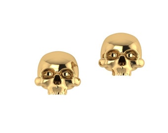 14K Gold Skull Earrings Skull Studs Earrings Goth Earrings Small Skull Earrings