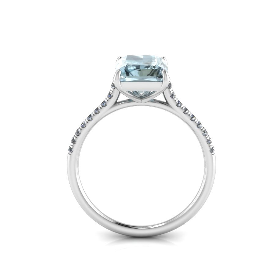 2ct Engagement Ring Emerald Cut Ring Aquamarine Wedding Ring | Etsy