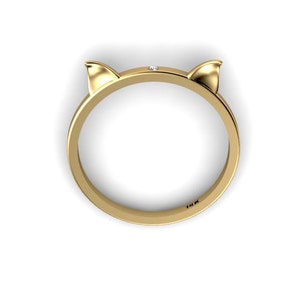 Cat Ears Ring Boho Jewelry Ring Pet Lover Gift 14K Yellow Gold Anime Jewelry