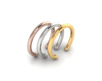 Simple Plain Ear Cuff 14K Rose Gold Earcuff Jewelry No Piercing Earring Single Earring Slide On