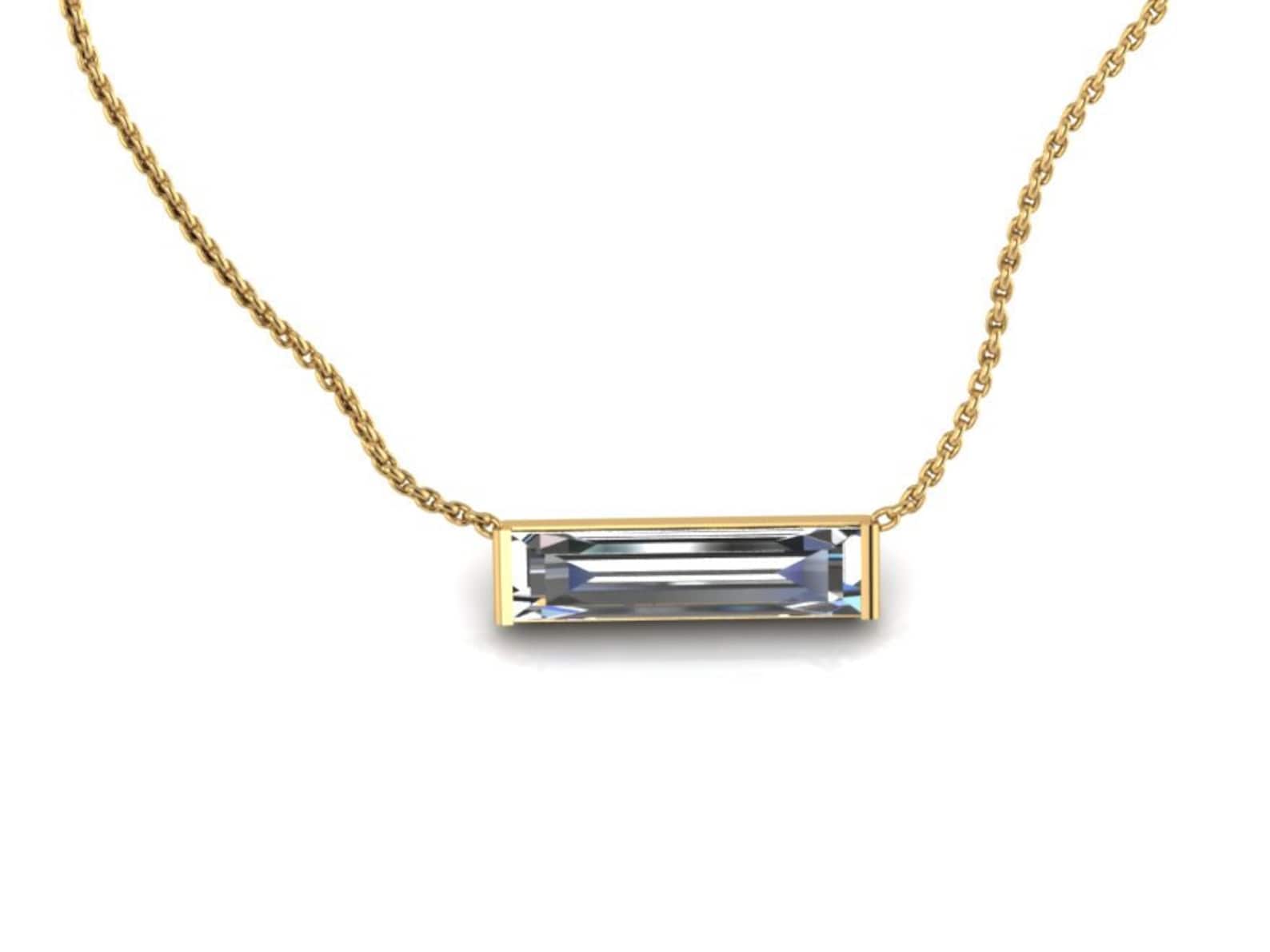 Rose gold baguette necklace Clearance