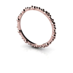 Tiny Rose Gold Band Polka Dot Ring 14K Stacklable Delicate Ring Unique Band image 2