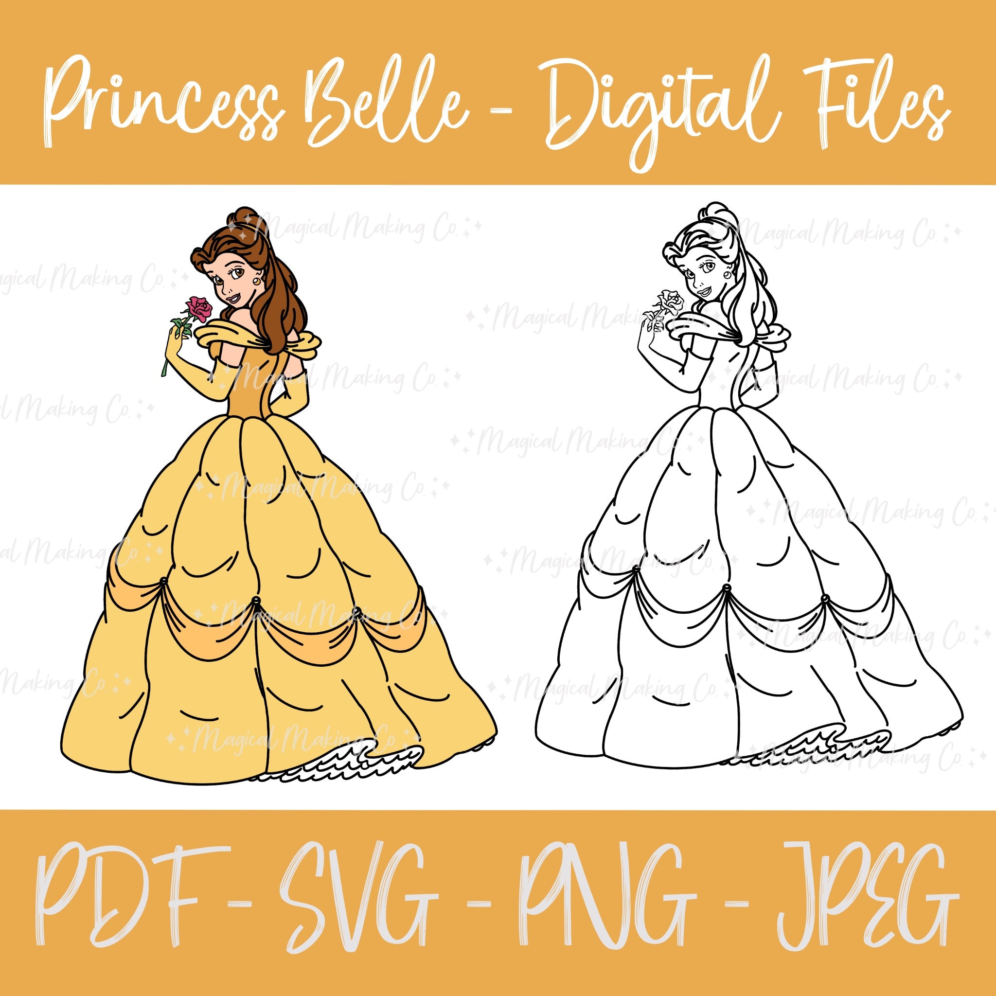 ★Belleページ Amazon.com: Disney Princess Belle 4 x 8 Inch Glitter Decal